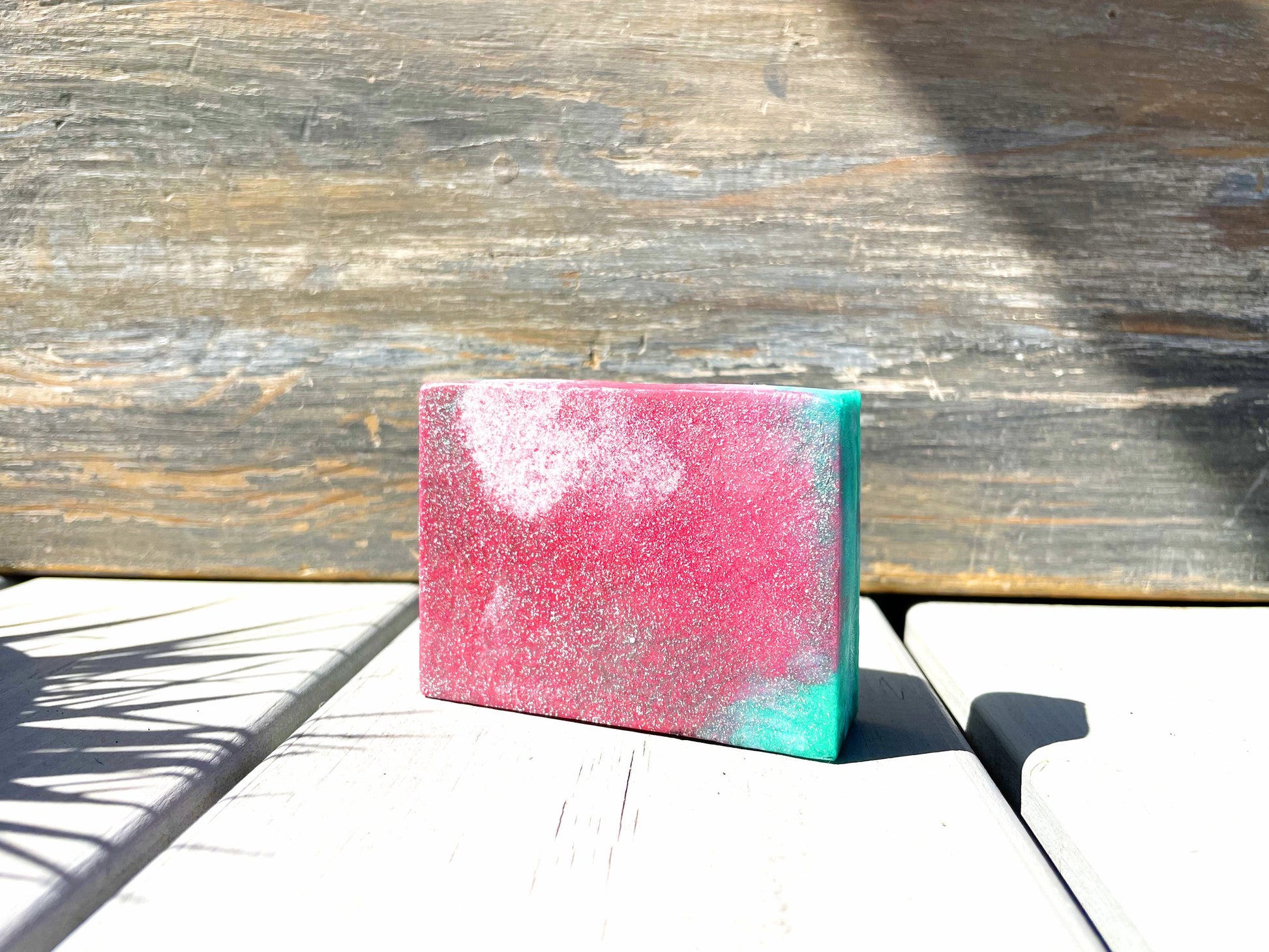 Red, green and white soap bar  handmade and home made vegan soap bar with no palm oil