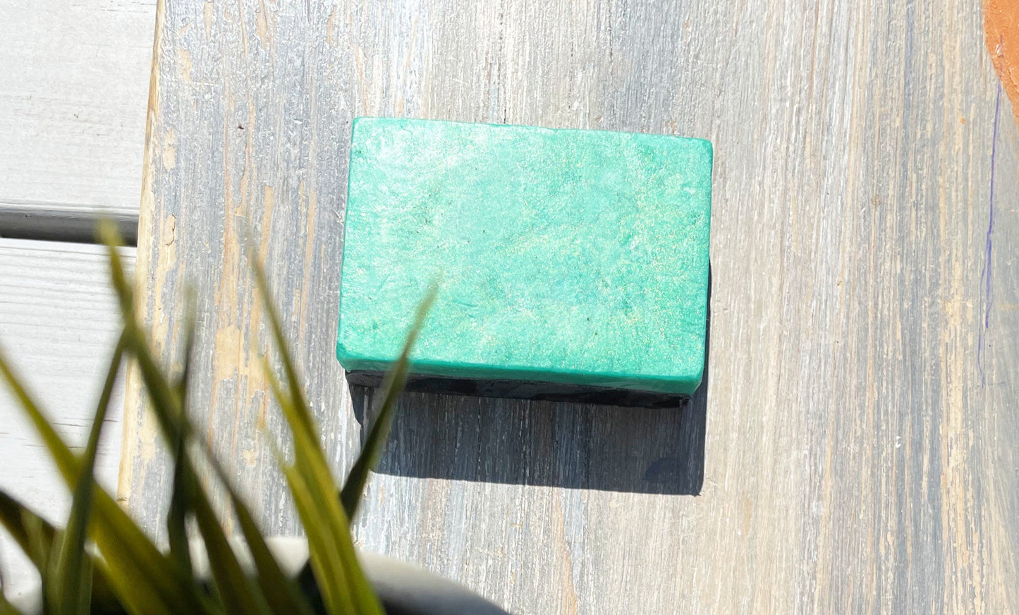 Green and black tea tree essential oil and activated charcoal  handmade and home made vegan soap bar with no palm oil