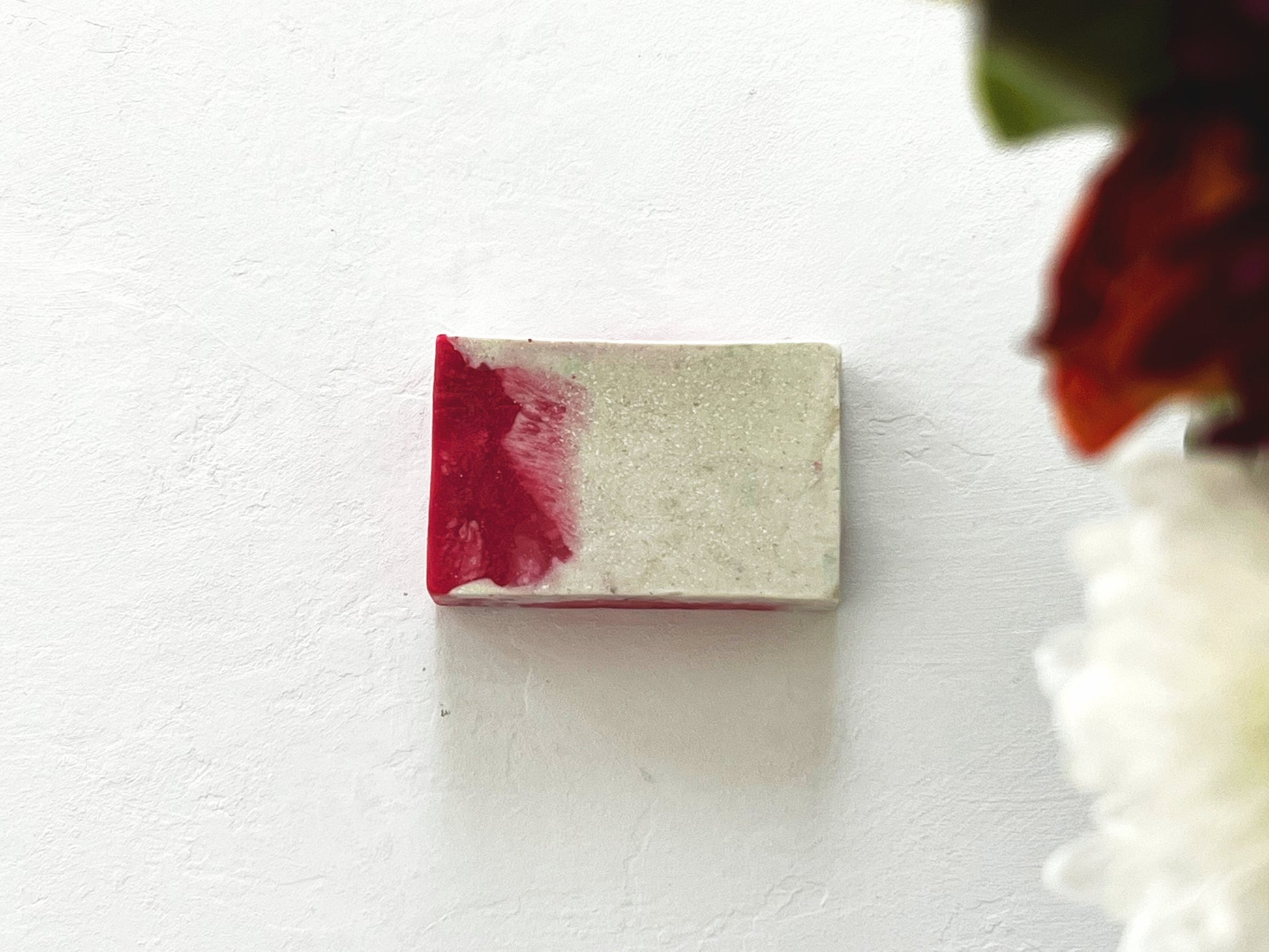 Pink and white bentonite clay and lotus flower orange  handmade and home made vegan soap bar with no palm oil