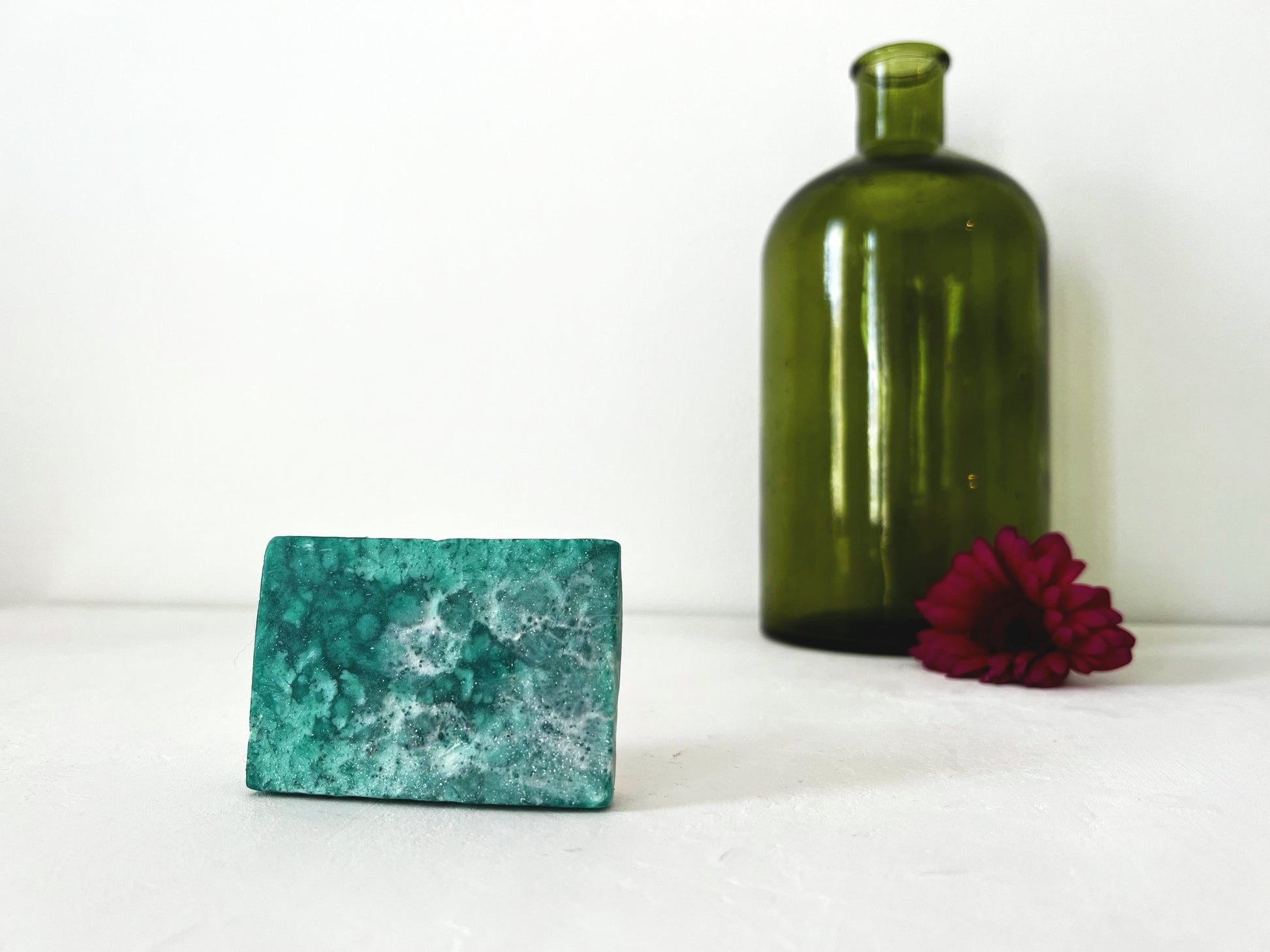 Green and white lime mandarin and basil  handmade and home made vegan soap bar with no palm oil