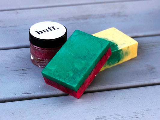 Handmade soap bar and vegan lip scrub gift set